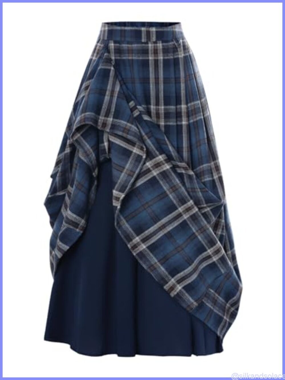 High Waist Layered Plaid Maxi Skirt with Pockets